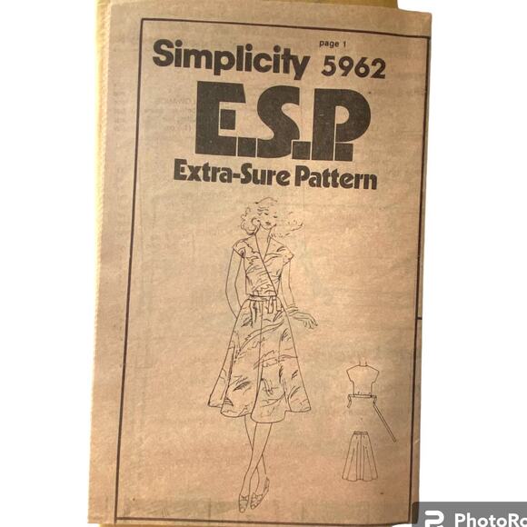 Simplicity 5962 Pattern Top Skirt Miss 12-16 Mock Wrap Tie Vacation Side Pockets - Picture 5 of 7